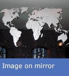 Image on mirror and glass
